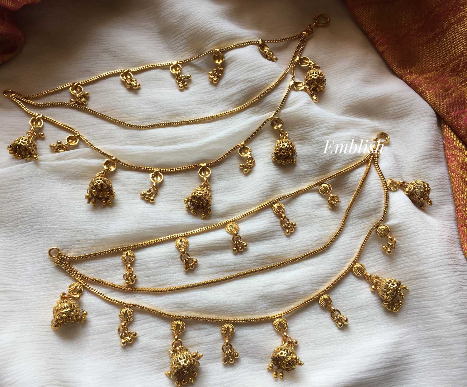 Bahuballi Style inspired jhumka ear chain  -1